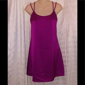 Charlotte Russe Fuchsia “Satin” Lace-Up Back Dress